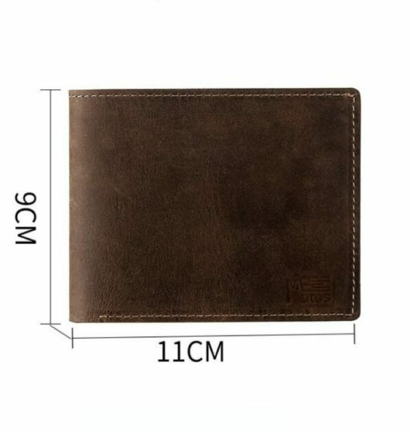 Portefeuille en cuir marron pour homme – Format compact 11x9 cm