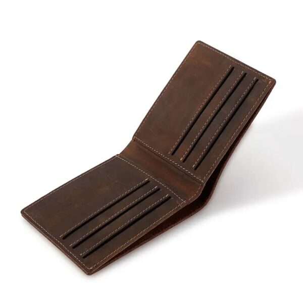 Portefeuille en cuir marron pour homme – Format compact 11x9 cm – Image 2