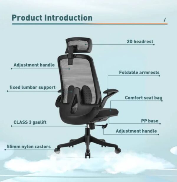 Chaise de bureau ergonomique en maille respirante – Modèle Confort Pro – Image 3