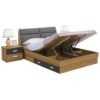 Lit coffre avec tiroirs – Bois et tissu, 190×216×73 cm – Image 3