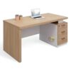 Bureau Fonctionnel en Bois Clair avec 3 Tiroirs – Design Professionnel 1.4m