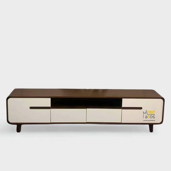 Meuble TV Design Bois & Blanc – Élégance Minimaliste – Image 2