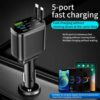 Chargeur Voiture 5 en 1 M4 – USB/Type-C – Affichage LED – Image 4
