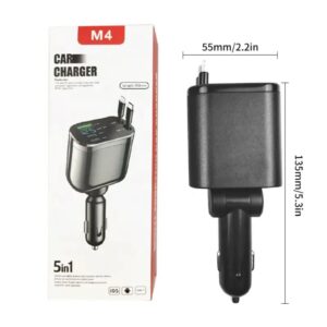 Chargeur Voiture 5 en 1 M4 – USB/Type-C – Affichage LED